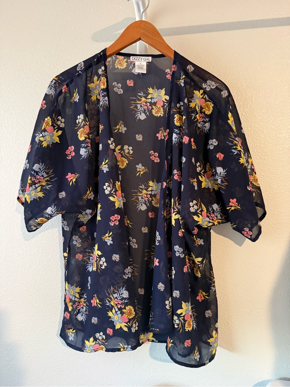 Dizzy Gal Navy Floral Sheer Kimono Top
